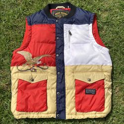Akoo Brand Eagle snake puffer vest multiple pockets zipper and button up SIZE XL