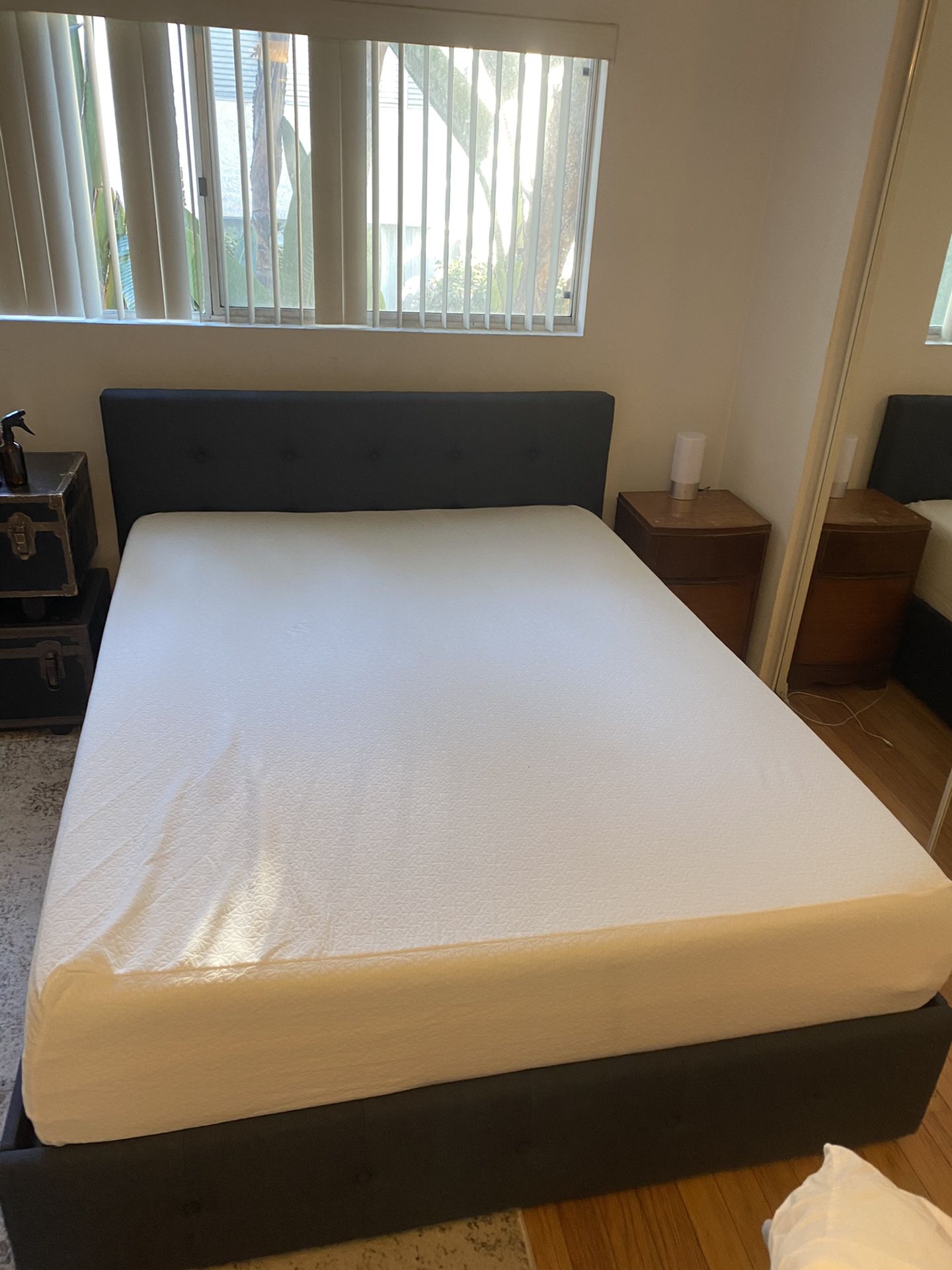 Queen mattress and bed frame with storage