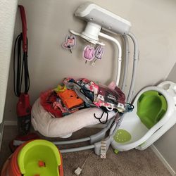 Babygirl Swing, Bathtub, Baby chair, Some Clothes Misc. 