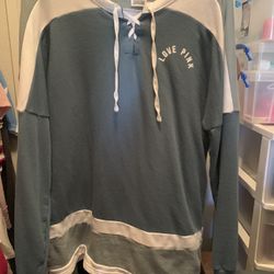 Victoria's Secret VS PINK lace Up Varsity Crew Sweatshirt Succulent Green (Medium)