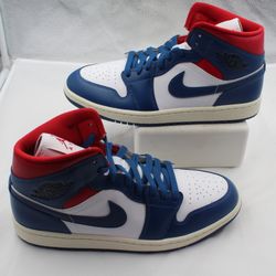 Nike Air Jordan 1 Mid French Blue Gym Red Women's Size 11 Sneaker BQ6472-146