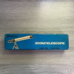Vintage Philmore Zoom Telescope & Tripod/10x-25x/30mm Aperture/Refractor Type