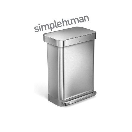 Simplehuman 55 Liter Rectangular Kitchen Trash Can, Brushed Stainless Steel