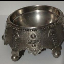 PIERO FIGURA PER ANTENA - PEWTER CROWN PET FEEDER BOWL 7"×3" - Q4"