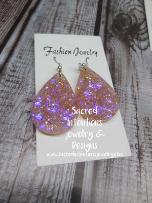 Photo Custom glitter tear drop earrings