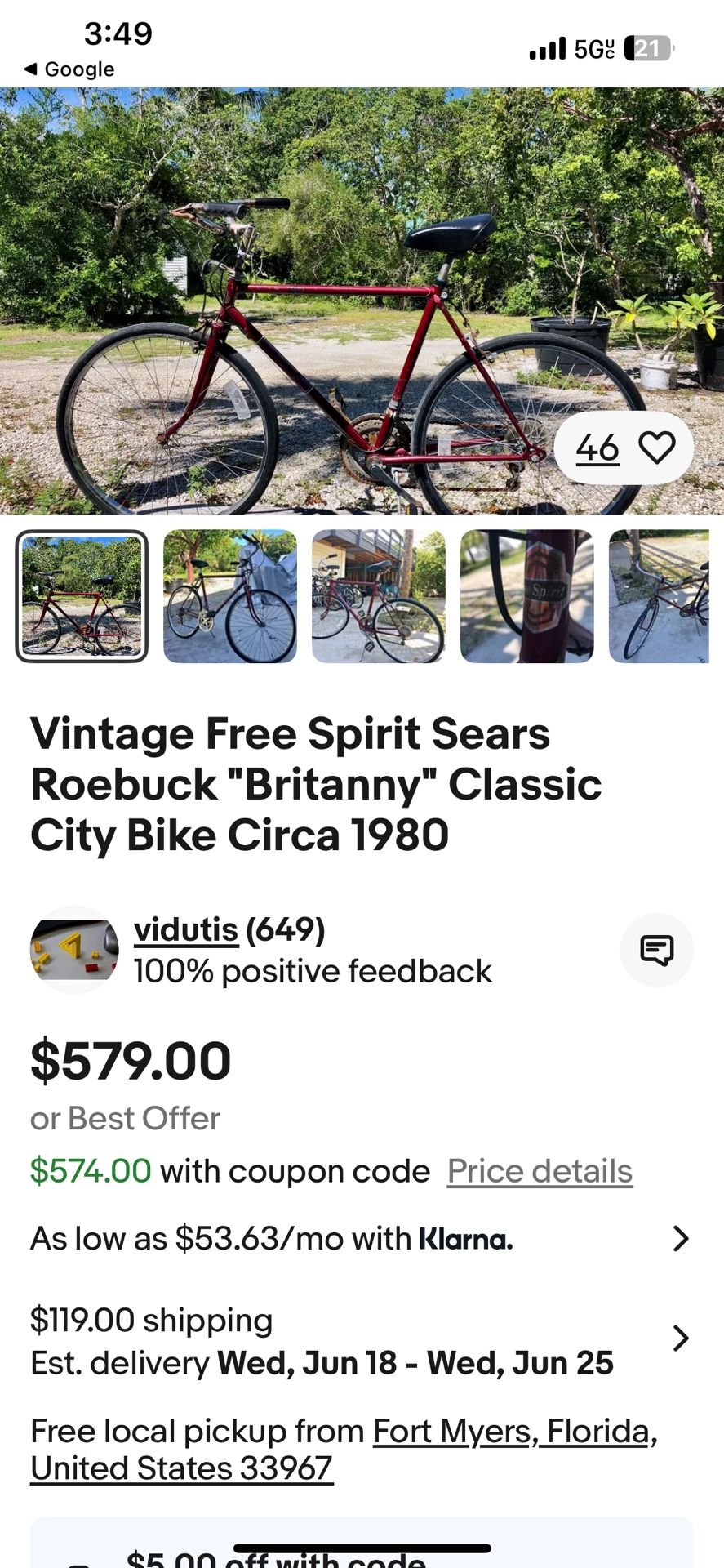 Vintage Free Spirit Bike 18 Speed 26