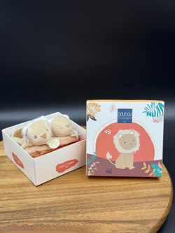 Doudou et Campagnie Lion Baby Rattle Booties Slippers Rattle newborn shower  Lion Animal Jungle