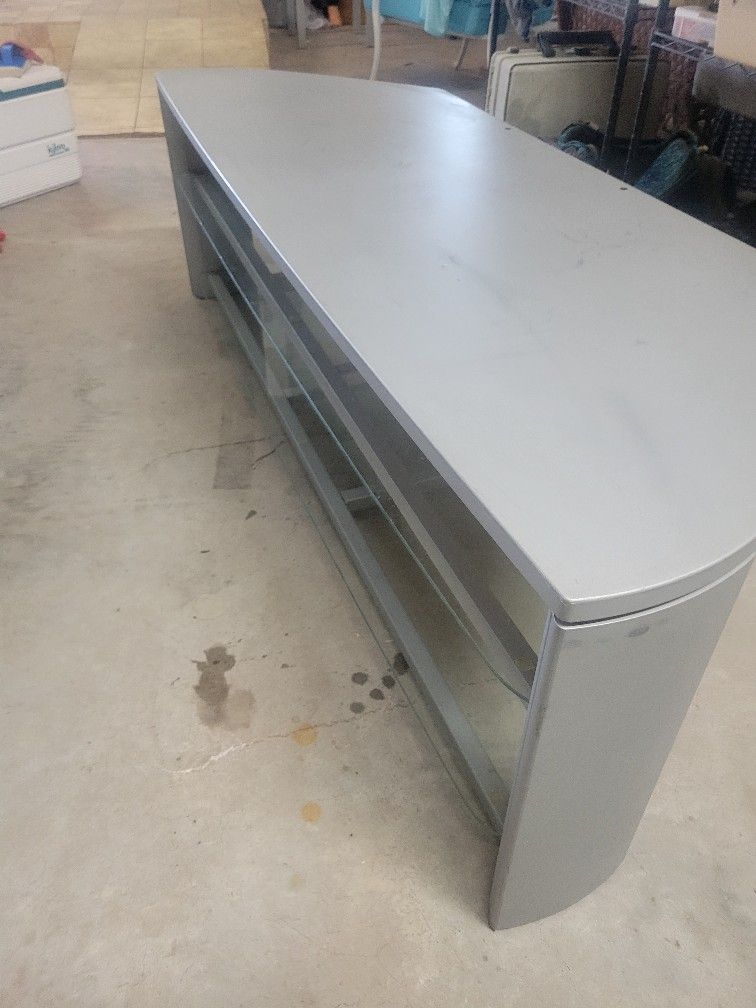 tv stand with 2 glass shelves