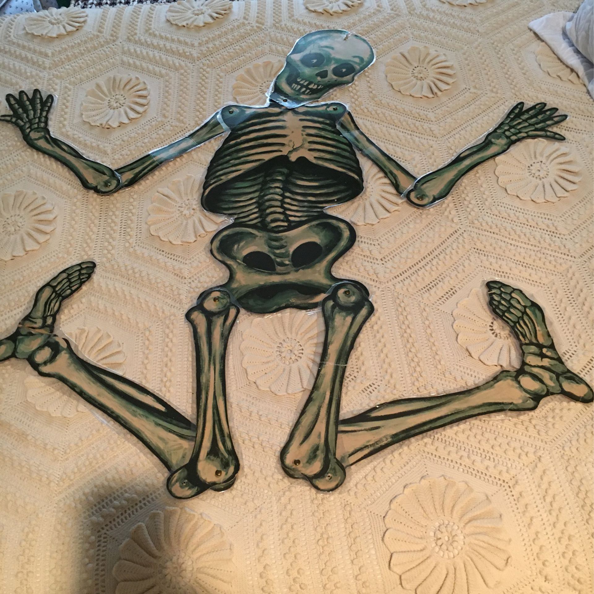 Halloween Skeleton-50s Era; Cardboard; Brads At Joints; Laminated