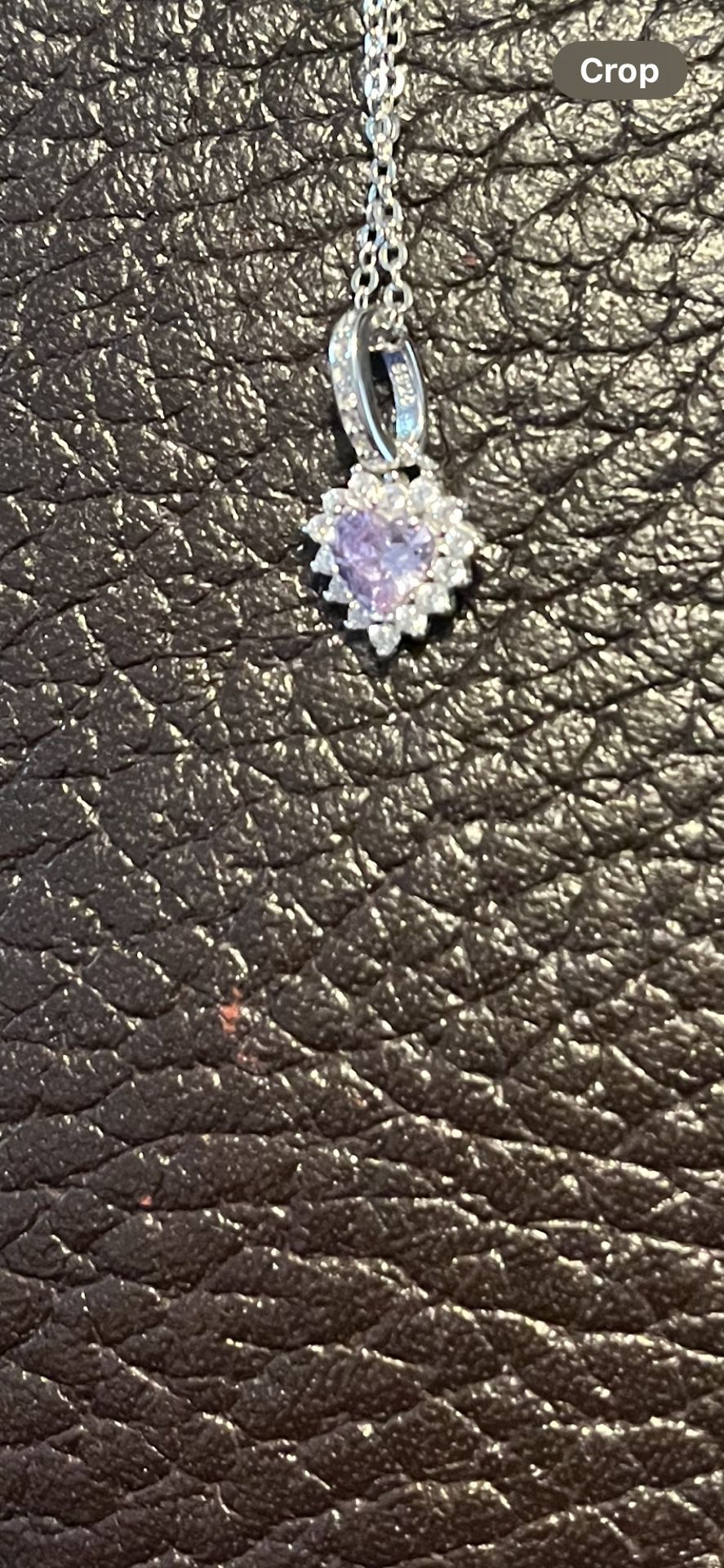 Lavender And Cubic Zirconia Dainty Necklace W Adjustable Sterling Silver Chain. Pu Bridgewater New In Bag