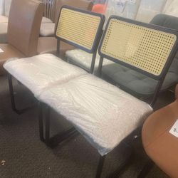 Mid Century Upholstered Dining Chairs Modern Dining Room Chairs Accent Kitchen Chairs Armless Mesh Back Chairs Set of 2 with Metal Legs (Set of 2, Whi