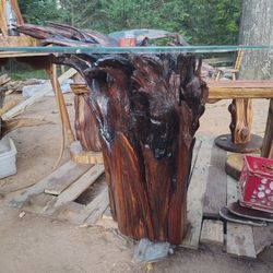 Driftwood And Glass Table 