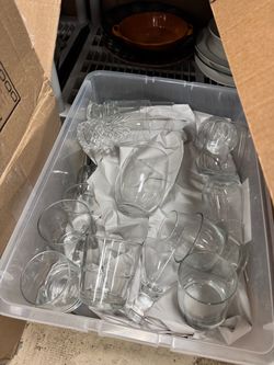 20 box’s Mixed Lot of Clear Drinking Glasses & Kitchen Misc  - Retail $$$$$$