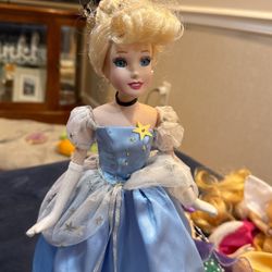 Beautiful Porcelain Cinderella “ Stardust Collection “ Measuring 17” tall in all Original Gown-Earrings-Long Full Eyelashes.