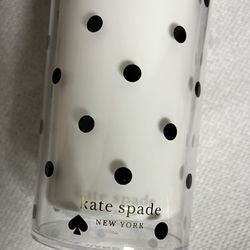 Kate Spade New York White/Black Spade & Black Polka Dot Travel Tumbler 16 OZ