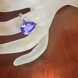 STUNNING! VINTAGE Teardrop Amethyst Purple Gem Stone Silver marked 18KGP Ring Size 7.5