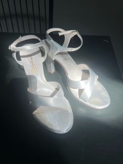 Wedding Michaelangelo White Satin Heeled Sandals 7.5