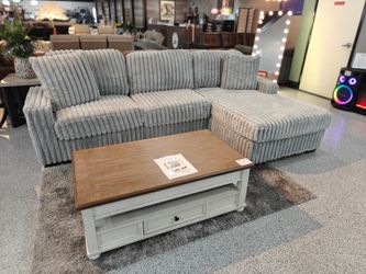 Gray Corduroy Sectional Sofa with  Reversible Chaise