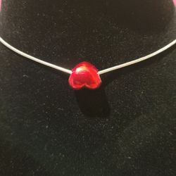 Pandora Heart Charm Metallic Red Sterling Silver Charm  Bead 1/4" F11