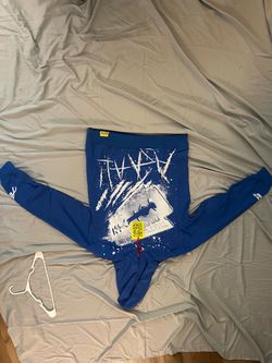 Blue Graphic Long Sleeve Crop Top