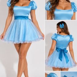 Title: Fashion Nova Blue Neverland Fairy Halloween Costume – Size L