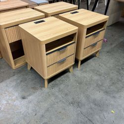 (New in box)Nightstand Charging Station,18" W Night Stand with 2 Drawers Open Storage, set of 2