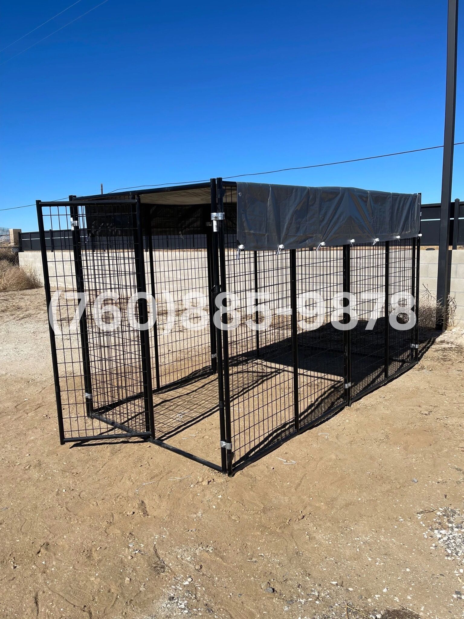 Durable 10’ x 5’ x 6’ Outdoor Dog Kennel with Shaded Mesh for Sun Protection