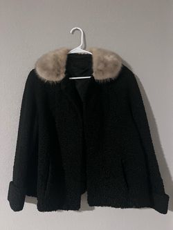 Vintage 1950s Persian Lamb Fur Coat with Real Mink Collar (Monogrammed MHB)