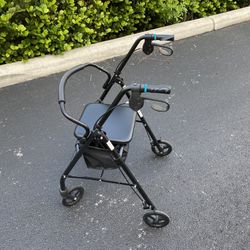 Medline Steel Rollator Walker with Seat for Seniors, Foldable,