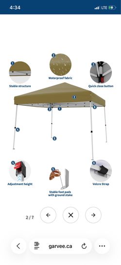 New Garvee 10’ x 10’ Pop Up Canopy Tent With Slant Legs, Portable Gazebo Shelter For Patio Deck, Khaki