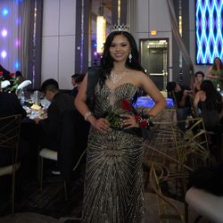 Sparkling Black/Gold Prom Dress- Size 6