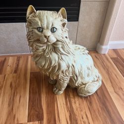 Large Vintage Persian Cat Statue – 21” Tall – Heavy Chalkware Decor
