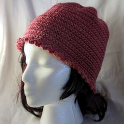 Striped Pink Picot Crochet Hat