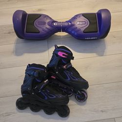 Rollerskates and hovearboard.
