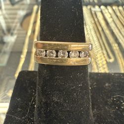 14KT Gold Ring W/ Channeled Diamonds 28052-1