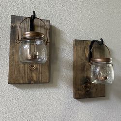 Mason Jar Wall Lantern Set