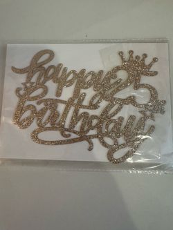 Rose Gold Glitter Happy 25th Birthday Cake Topper