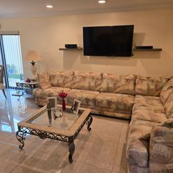Livingroom sectional and Tables