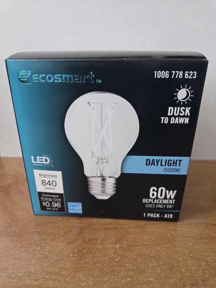 Ecosmart LED  Dusk To Dawn Daylight 60w REPLACEMENT Bulb X3 Available 