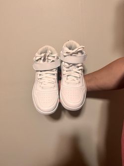 White High-Top Sneakers with Velcro Strap