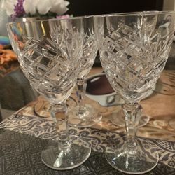 Vintage Cut Crystal Wine  Small Glasses Set 4