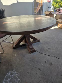 Round Wood Dining Table with Pedestal Base