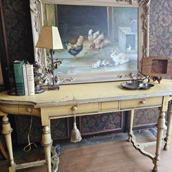 Framed Chickens and Rabbits Barn Scene