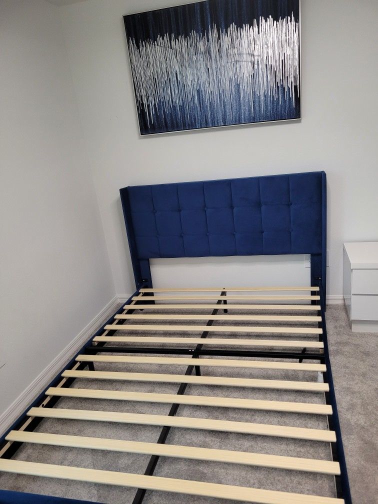 Queen Bed, Navy Blue