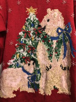 Tiara ugly Vintage Christmas sweater size M mama bear and baby bear