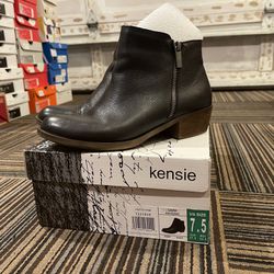 Kensie Women's Leather Ghita Short Ankle Boots Black 7.5W