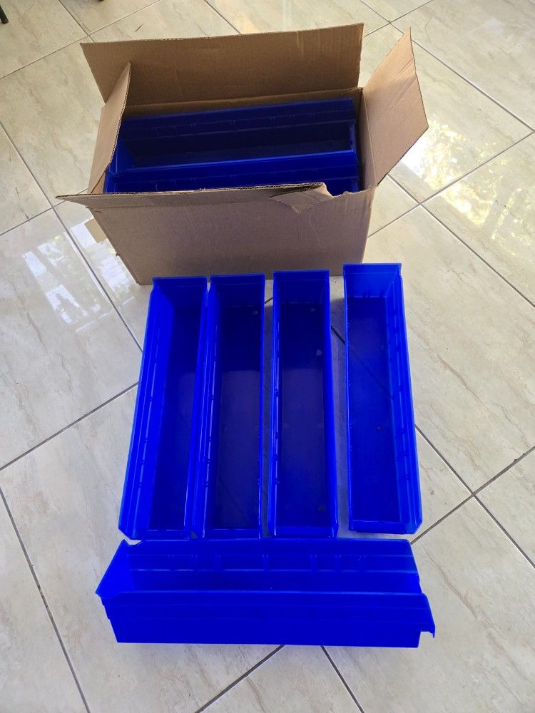 Plastic Shelf Bins, Heavy Duty Storage Bins for Garage, Closet, and Drawer Organization (12-pack)