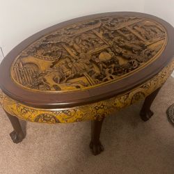 Hand Carved Wooden Table