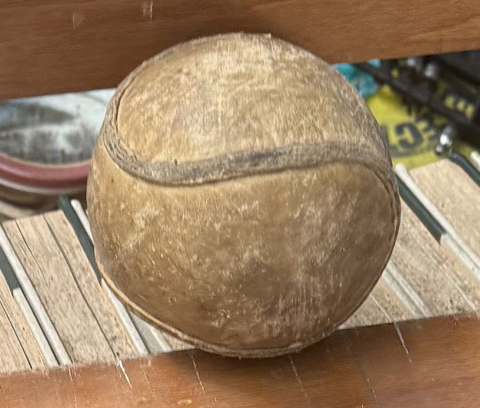 Antique Early 1900's Outward Raised Seam Leather Softball