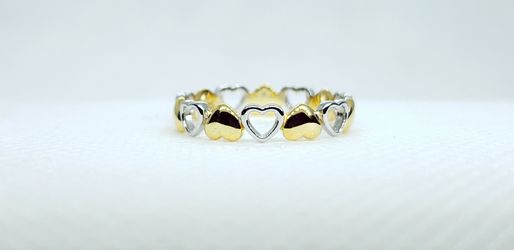 Everlasting Hearts Ring, 925 Sterling Silver, Gold Plated, Size 7, 8